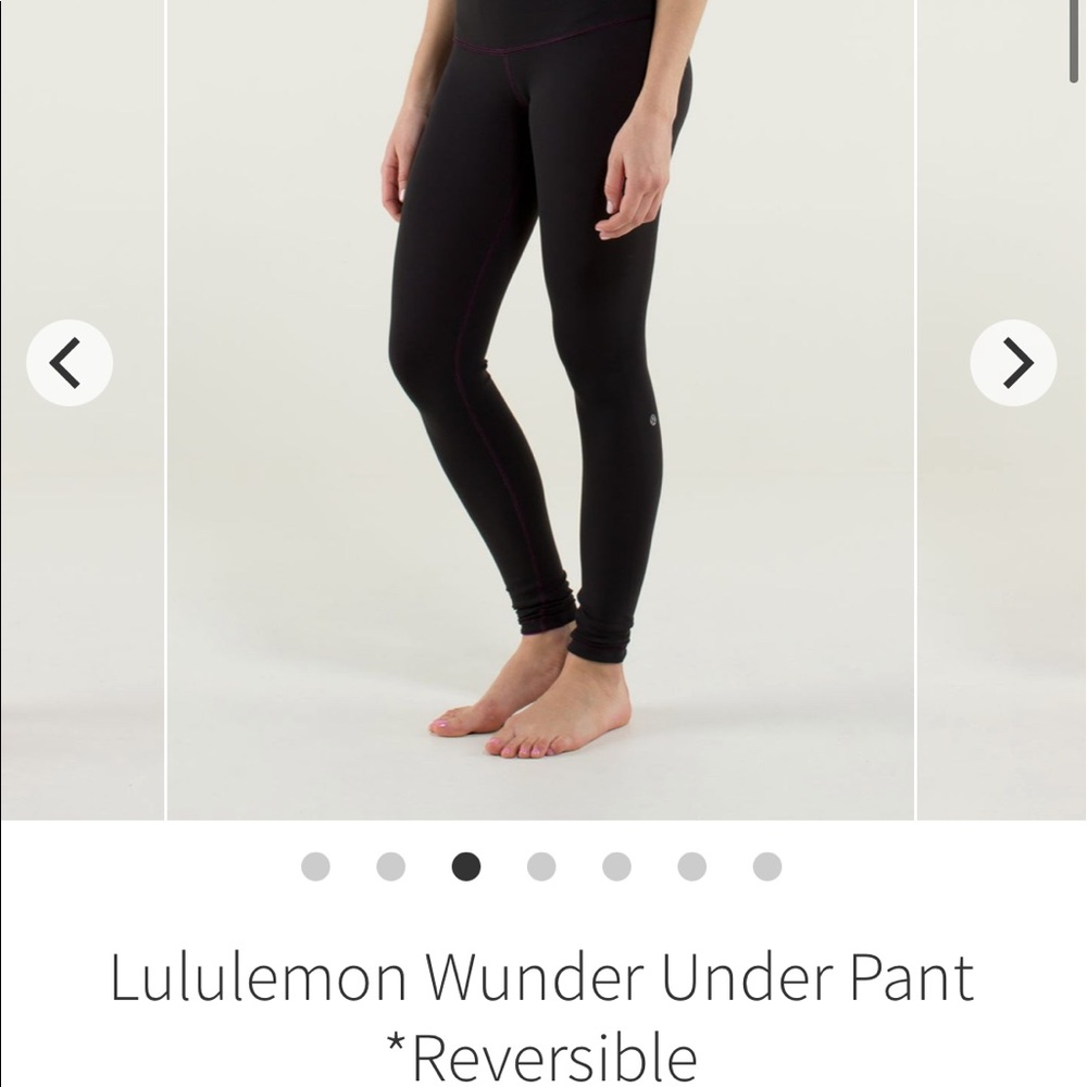Lululemon Wunder Under black/pink reverse pant size 6